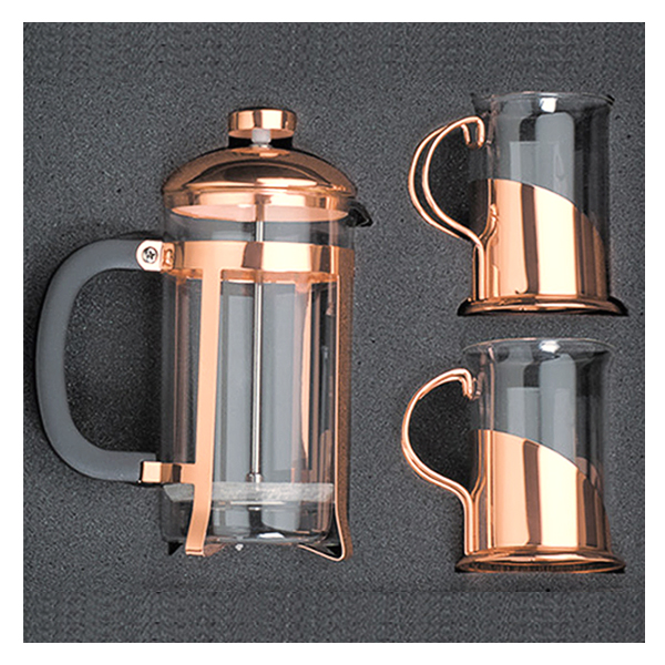 Set de Cafetera Francesa y Tazas Encobrizada M82