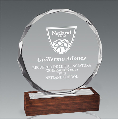 Galvano Cristal con Base de Madera BLAS 51