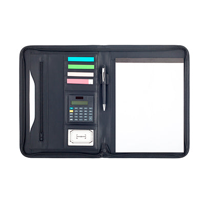 Carpeta Con Cierre En Símil Cuero Con Calculadora