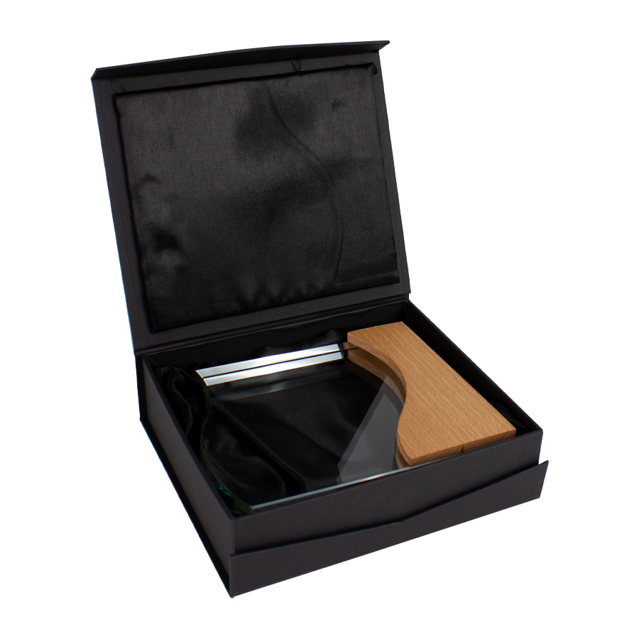 Trofeo Galvano de Madera y Cristal "Wave"