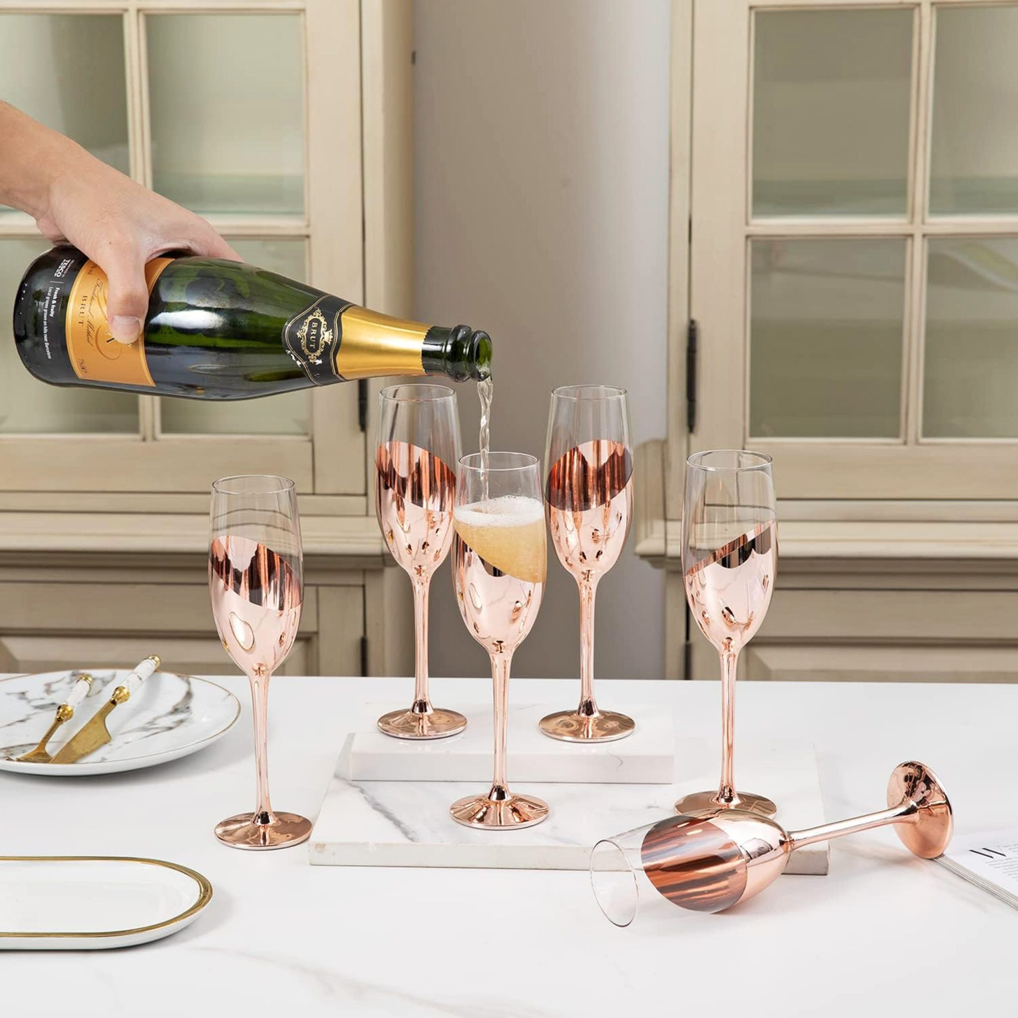 Set de 4 Copas Champagne Encobrizadas M85