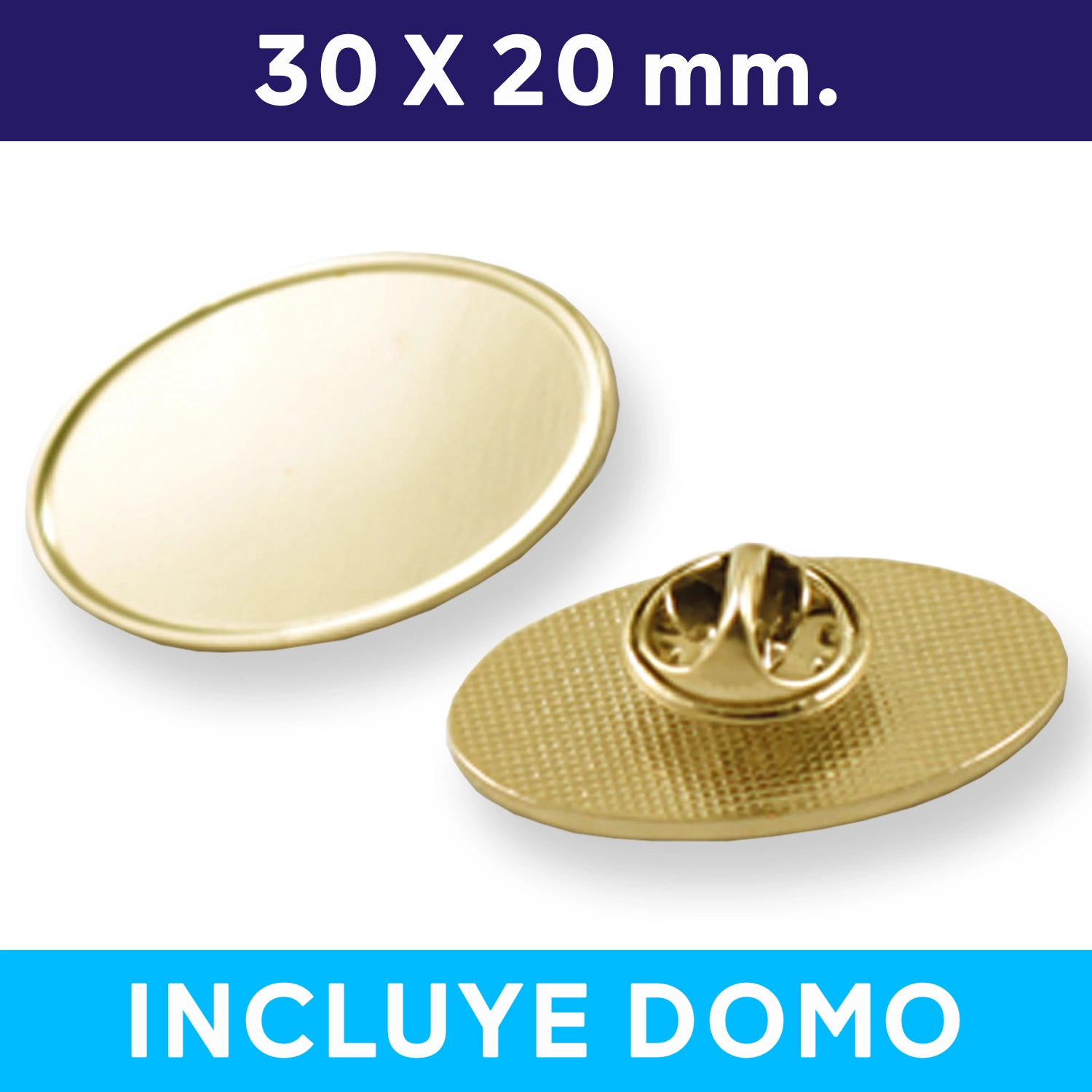 Piocha con Domo Ovalado DORADO OVA01 (pins)