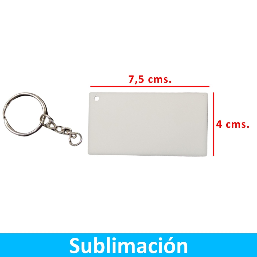 Llavero Acrílico Sublimable Rectangular NI25 BLANCO