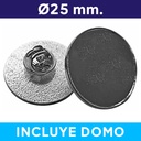 Piocha con Domo Broche Redondo 25mm PLATEADO (pins)