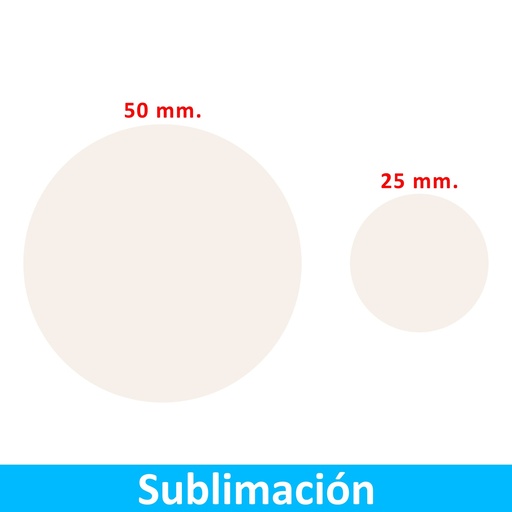Sello o Disco Metálicos Sublimables 25mm. y 50mm. BLANCO