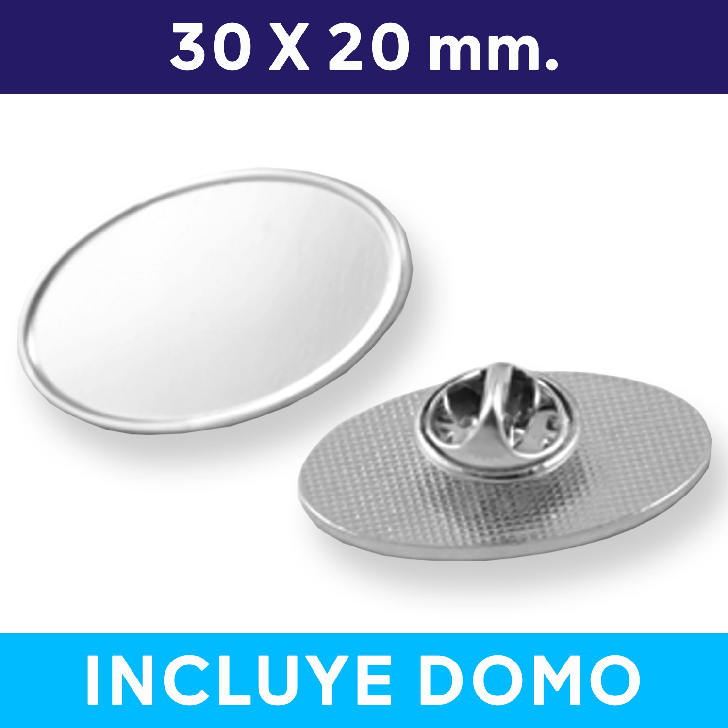 [MQI_591080116] Piocha con Domo Ovalado PLATEADO OVA01 (pins)