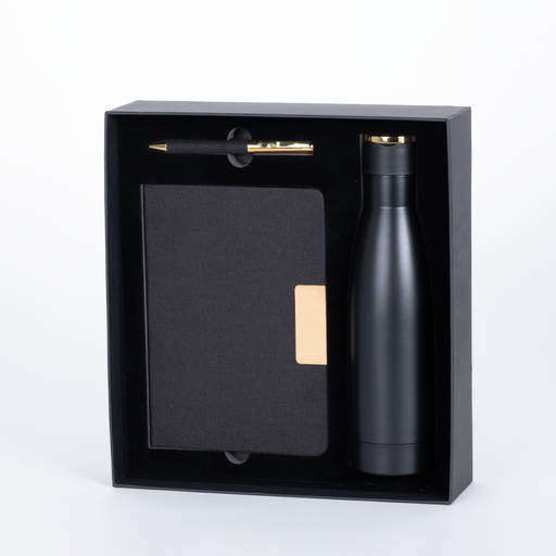 [MQP_S47_Negro] Set de Regalo "EPIC" negro con detalles dorados.