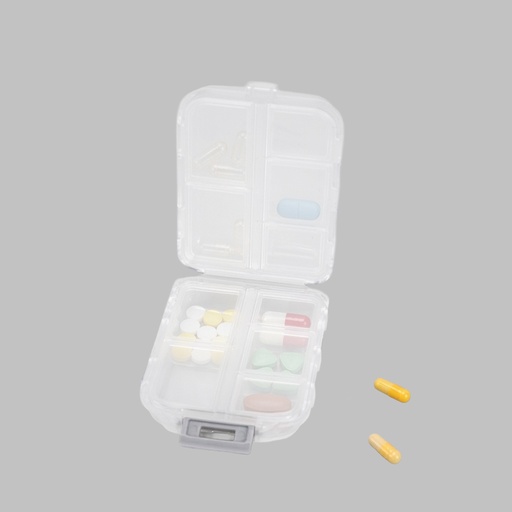 [MQP_B105_Blanco Traslucido] Pastillero Plástico 10 compartimentos "DOCTOR"