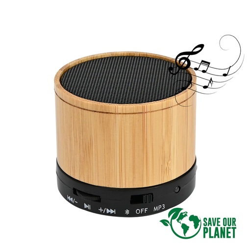[MQP_B94_Madera] Parlante Altavoz Bluetooth de Bamboo "WAVE"