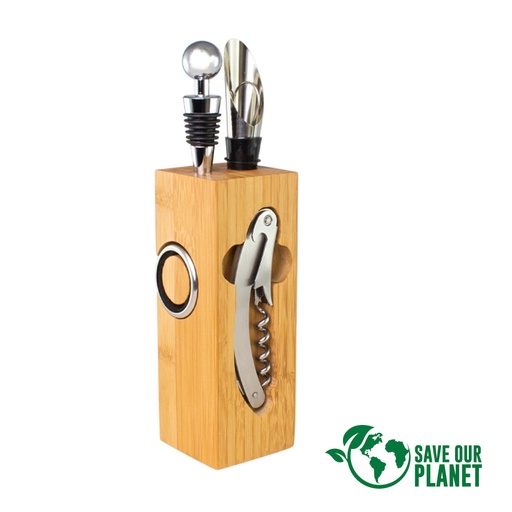 [MQP_B72_Natural] Set de Vino rectangular de Bamboo