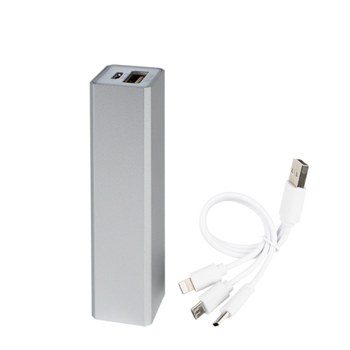 [MQP_C55_Plateado] Cargador Power Bank metálico 2200mAh