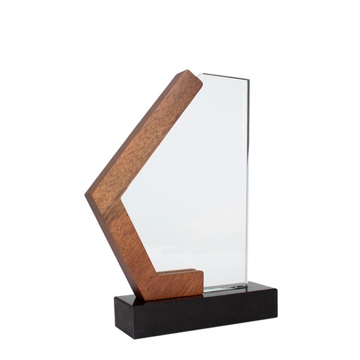 [MQP_A82_Natural] Trofeo Galvano de Madera, Mármol y Cristal "Mercx"