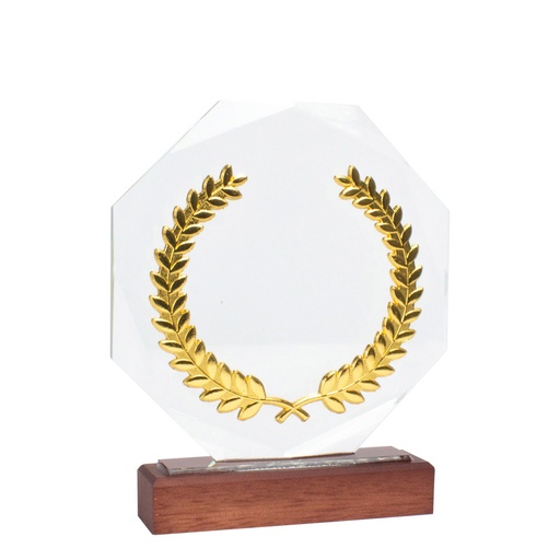 [MQP_A84_Natural] Trofeo Galvano de Madera, Cristal y Acero "Phelps"