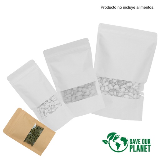 [MQP_F15_Natural] Bolsa doypack 80ml de papel kraft, para Alimentos