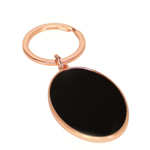 [MQP_K60_Encobrizado Metalico] Llavero ovalado encobrizado negro "SAM"