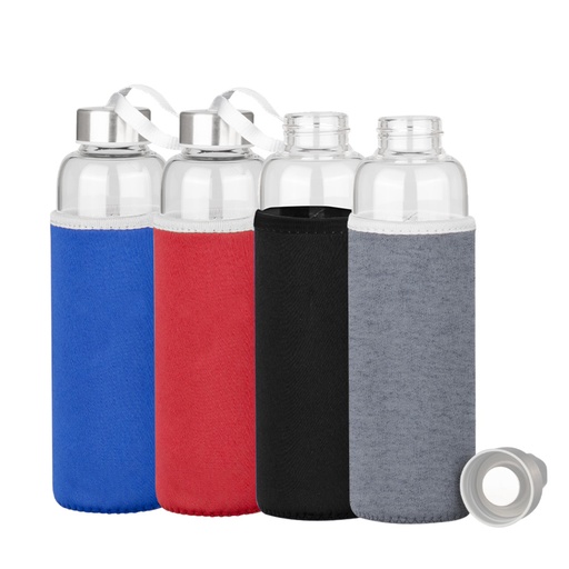[MQP_M51_Azul] Botella de Vidrio Borosilicato con Funda de Neopreno 580cc
