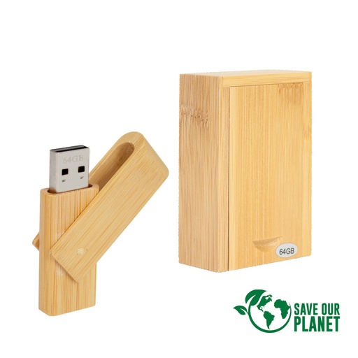 [MQP_B101_Madera] USB Pendrive giro 64GB de Bamboo