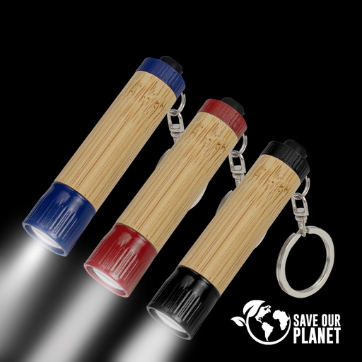 [MQP_B56_Azul] Llavero-Linterna LED cuerpo Bamboo