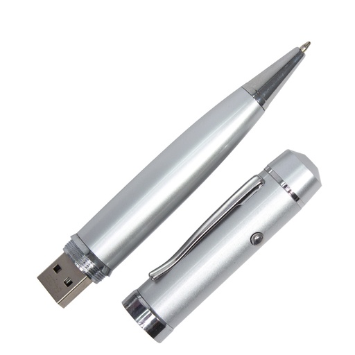 [MQP_C109_Plateado] USB Bolígrafo Puntero Láser Pendrive 64GB