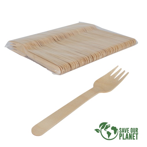 [MQP_E121_Natural] Bolsa con 100 tenedores de madera de Abedul