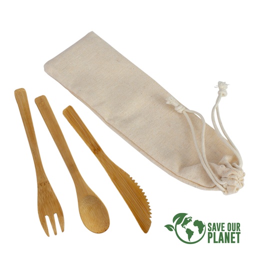 [MQP_E125_Natural] Set de 3 cubiertos de Bamboo