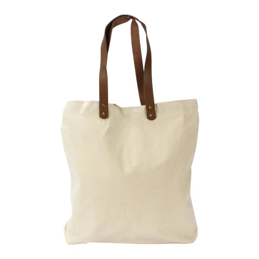 [MQP_E54_Natural] Bolsa de Compras 10oz Canvas asas Cuero
