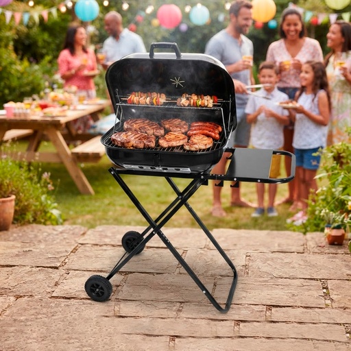 [MQP_H42_Negro] Parrilla plegable con Ruedas