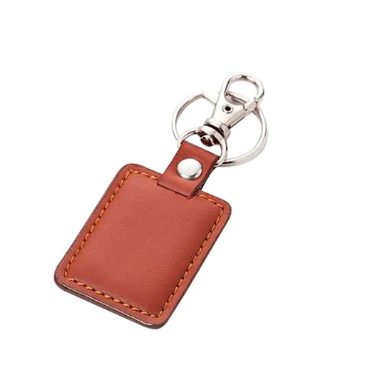 [MQP_K13_Plateado] Llavero Simil Eco-cuero Café