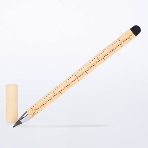 [MQP_B77_Madera] Lápiz de Bamboo con punta Tungsteno, Puntero Touch-Screen y regla de medir