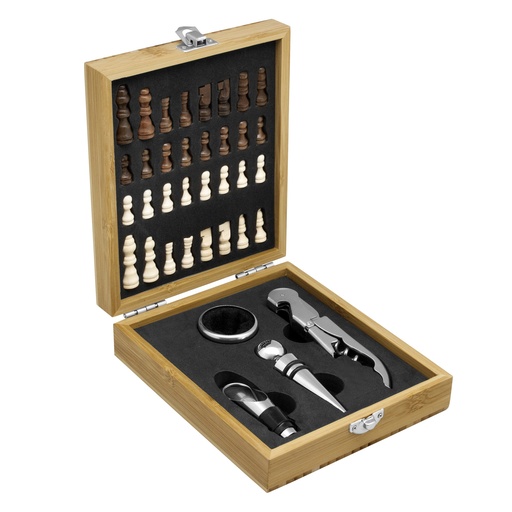 [MQC_T667_40934] Set De Vino Con Juego De Ajedrez "Chessy"