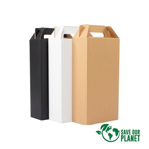 [MQP_F27_Blanco] Caja autoarmable con asas, para 2 botellas de Vino