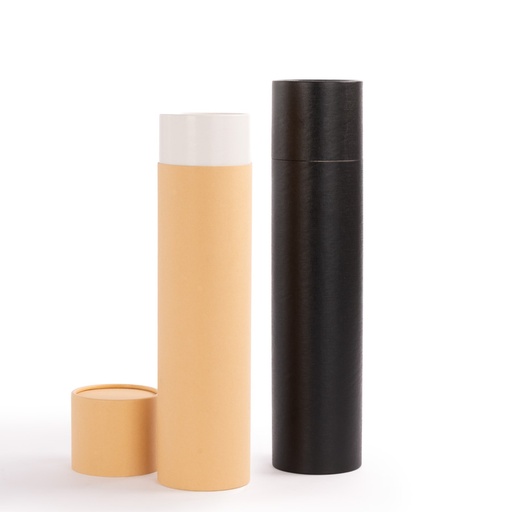 [MQP_F35_Negro] Caja tubular grande de cartón con tapa, para regalos. 2L